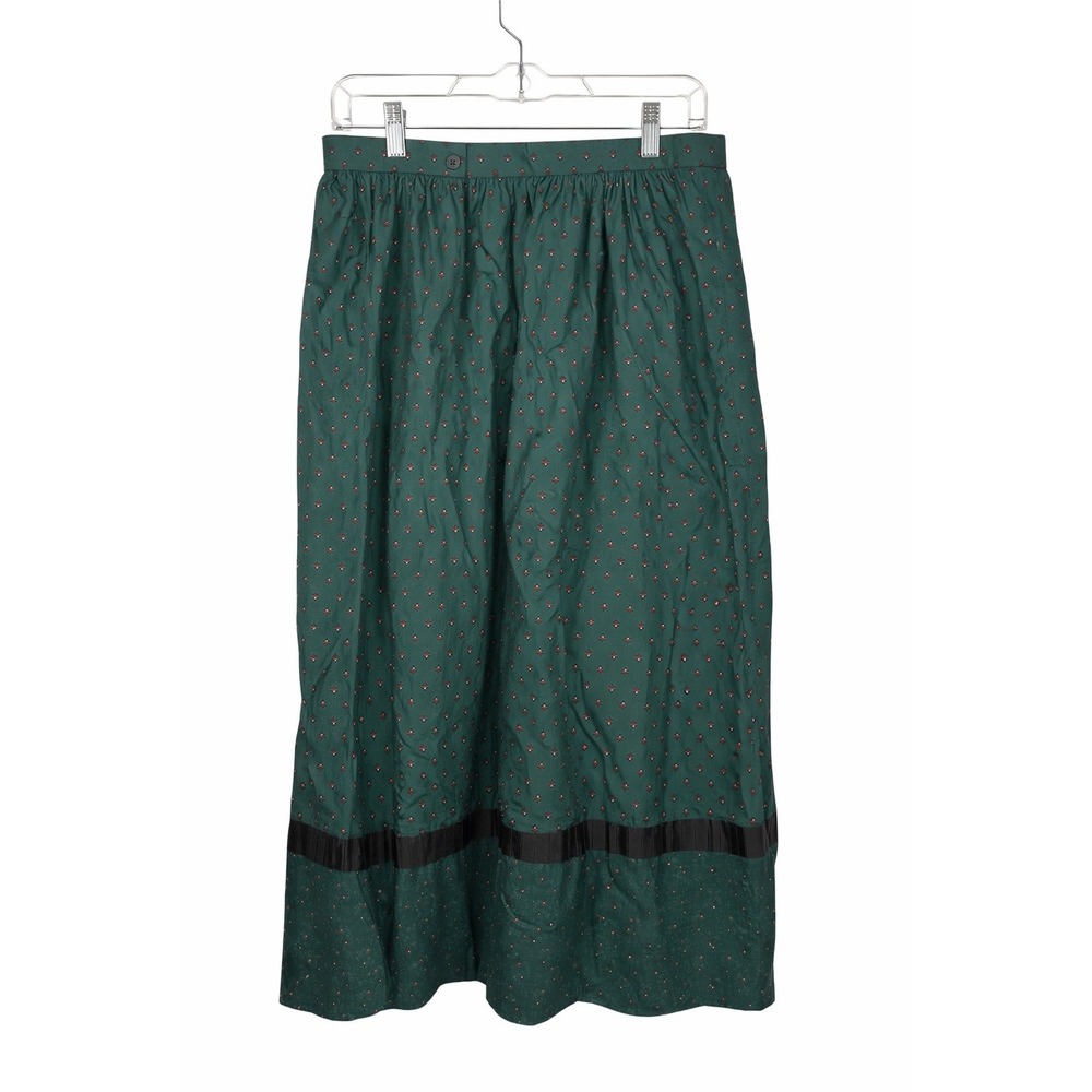 Vintage‎ Susan Bristol 80s 90s Fashion Green Floral Maxi Skirt Cottagecore SZ 14